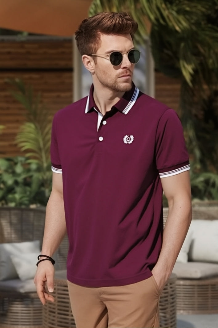 Mehroon Polo Shirt with Signature 'C' Patch