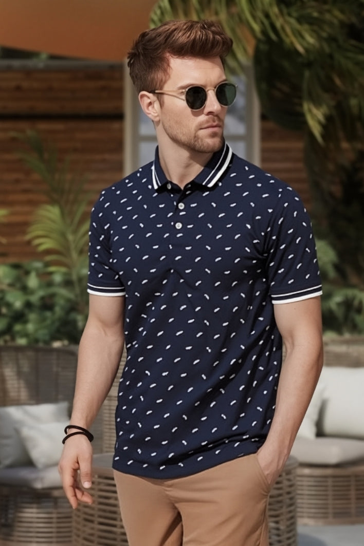 Printed Design Premium Cotton Casual Men’s Polo Shirt